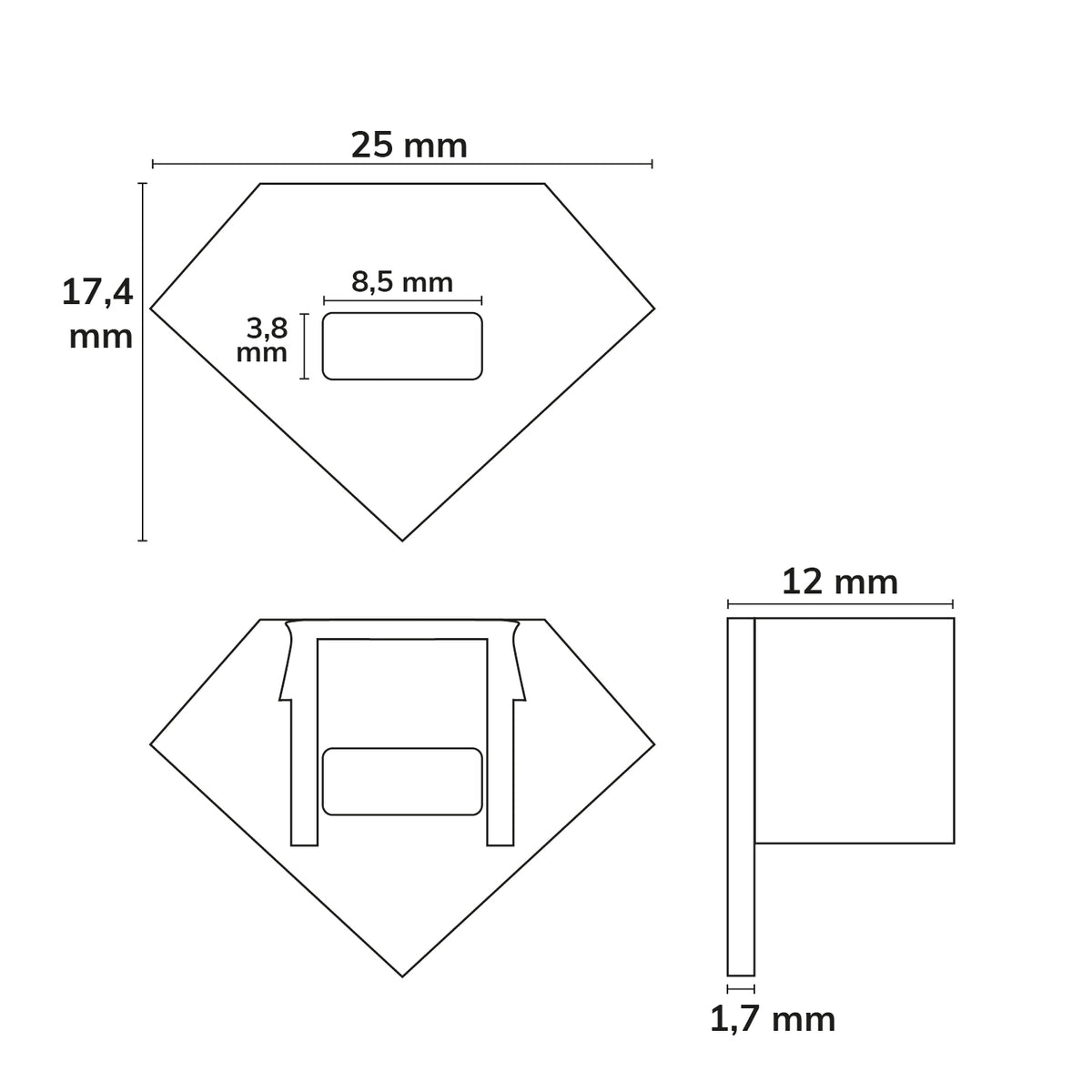 EC42B | Profielaccessoire | eindkap zwart met kabeldoorvoer | voor CORNER11