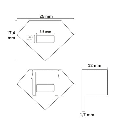 EC42 | Profielaccessoire | eindkap grijs voor CORNER11 | met kabeldoorvoer | 1 stuk