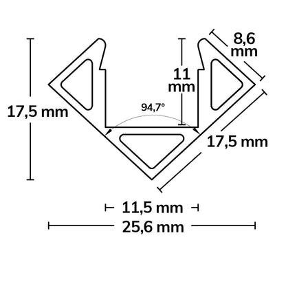 CORNER11 | Aluminium profiel hoek | zwart RAL 9005 | 200cm