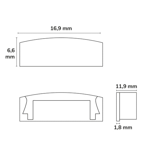 EC1 | Profielaccessoire | eindkap grijs voor SURF12 FLAT | 1 stuk