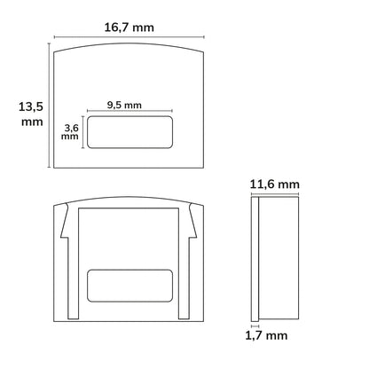 EC5 | Profielaccessoire | eindkap grijs voor SURF12 | met kabeldoorvoer | 1 stuk