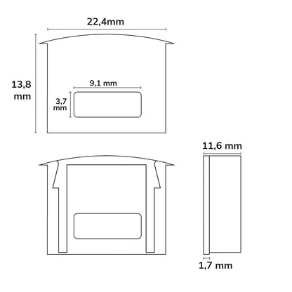 DIVE12 | Profielaccessoire | Eindkap EC8B met kabeldoorvoer | zwart | 1 stuk