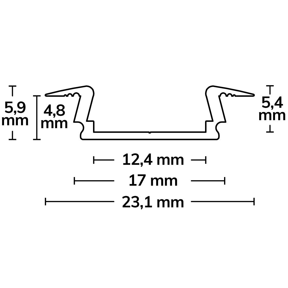 DIVE12 FLAT | Aluminium profiel | inbouw | geanodiseerd | 300cm