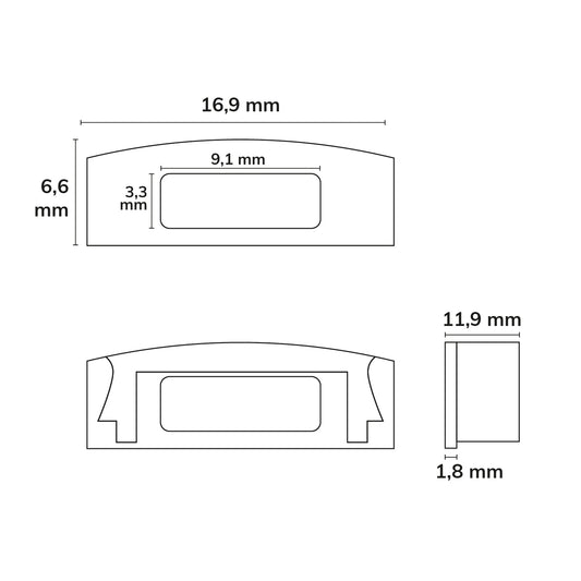 EC2 | Profielaccessoire | eindkap grijs voor SURF12 FLAT | met kabeldoorvoer | 1 stuk