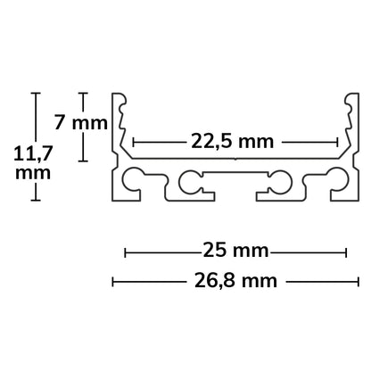 SURF20 FLAT V1 | Aluminium profiel | opbouw | geanodiseerd