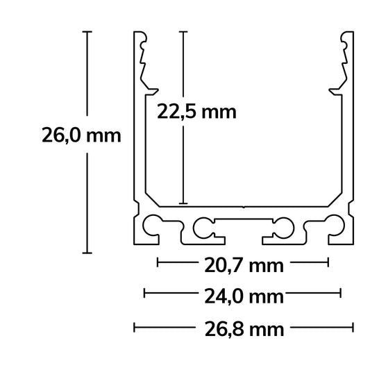 SURF20 | Aluminium profiel | opbouw | geanodiseerd | 200cm