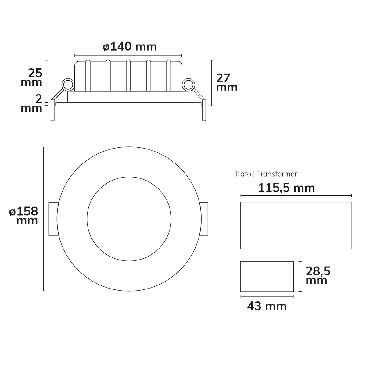 Downlight | ultravlak | CCT 2600/3100/4000K | dimbaar