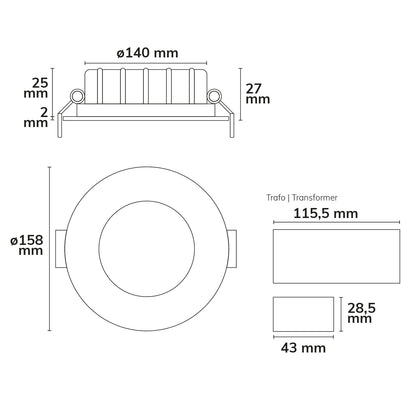 Downlight | ultravlak | CCT 2600/3100/4000K | dimbaar