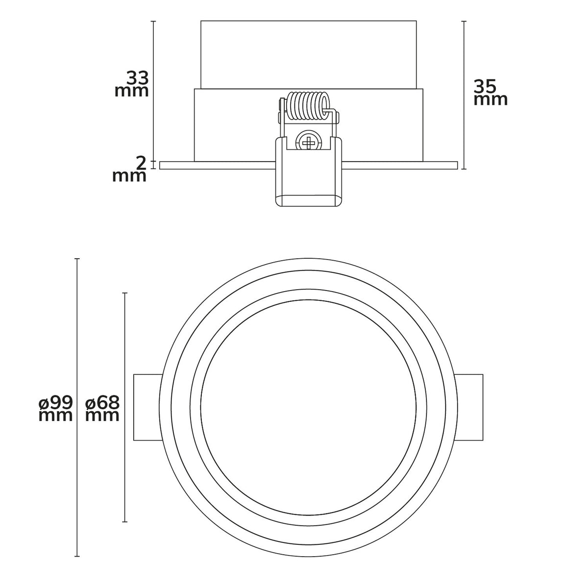 Sys-68 | Inbouwframe | GU10/MR16 | IP65 | met fitting en glazen lens