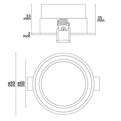 Sys-68 | Inbouwframe | GU10/MR16 | IP65 | met fitting en glazen lens