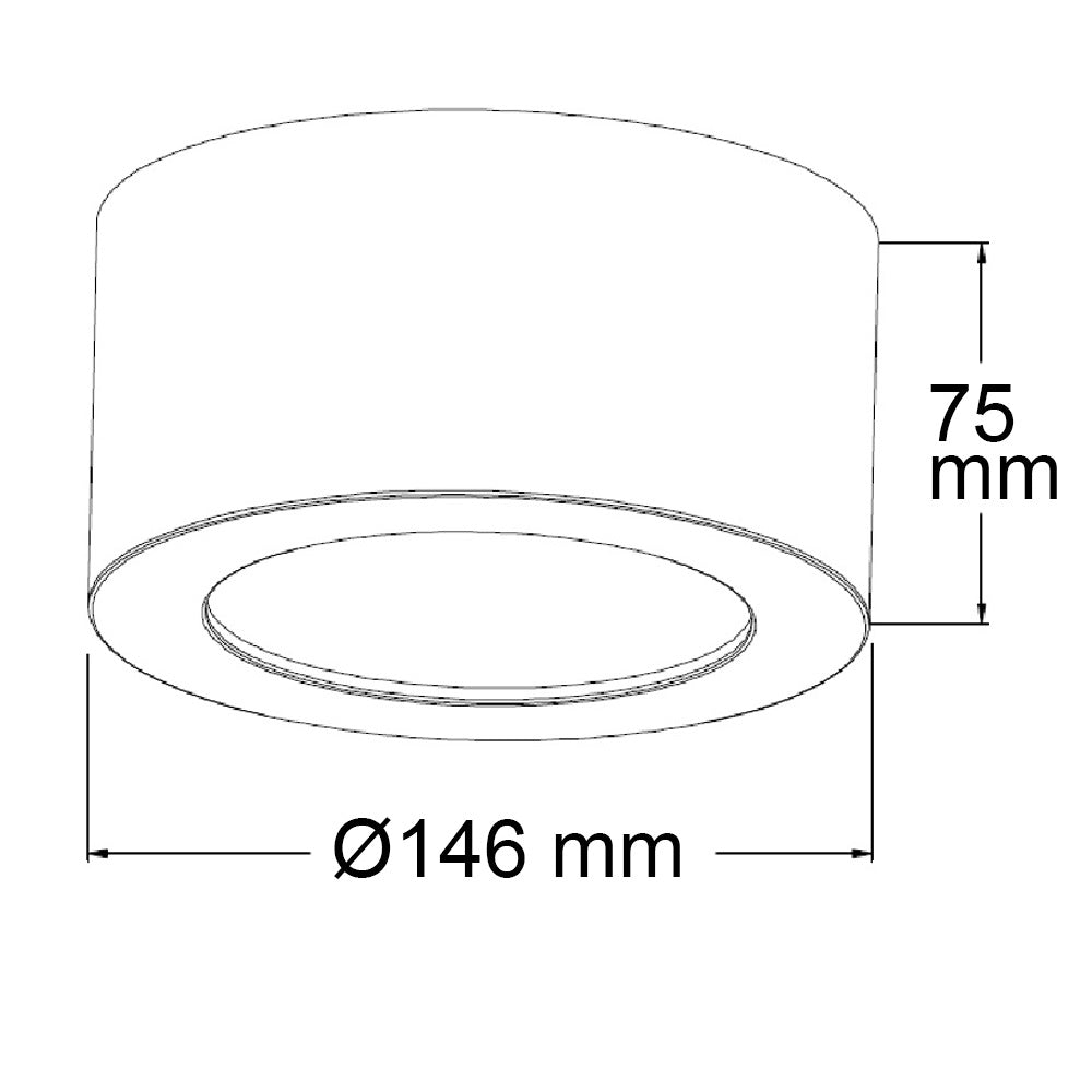 LUNA | Plafondlamp | opbouw rond | DN146 | indirect licht | 15W | warm wit | dimbaar | wit