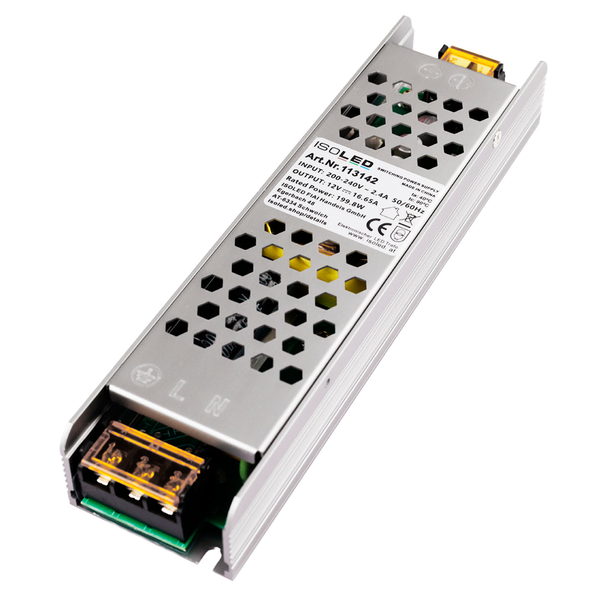 LED driver | 12V | 0-200W | roosterbehuizing | plat