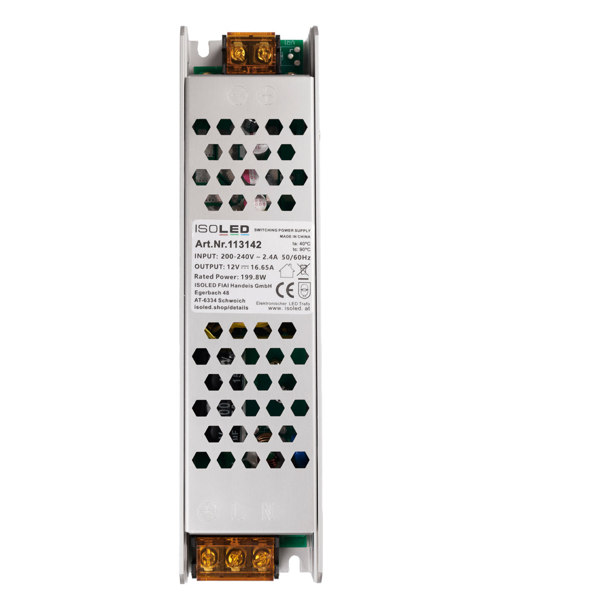 LED driver | 12V | 0-200W | roosterbehuizing | plat