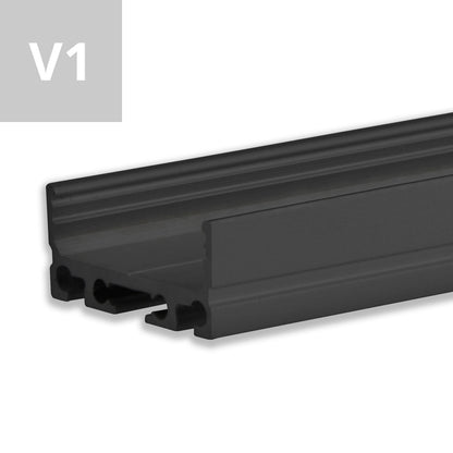 SURF20 FLAT V1 | Aluminium profiel | opbouw | zwart RAL 9005 | 200cm