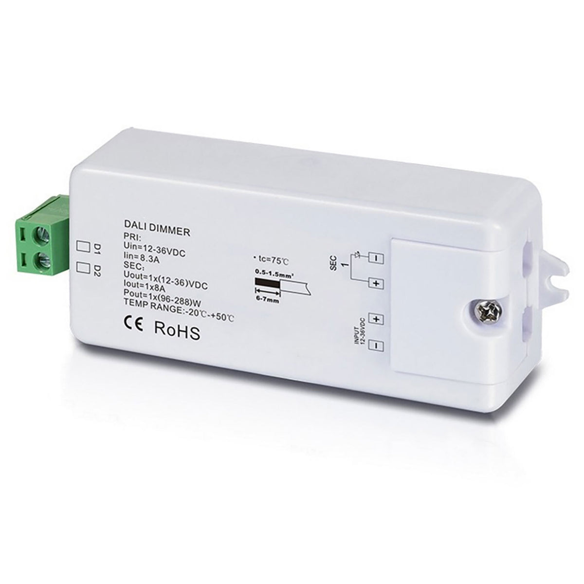 DALI | Dimmer | 1 adres | PWM | 1-kanaals | 12-36V | 8A