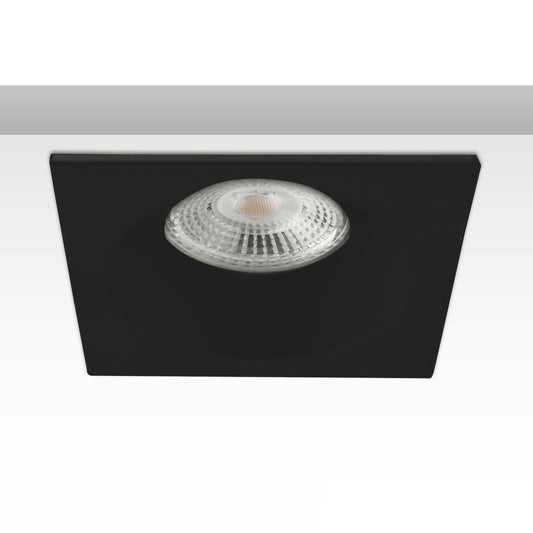 Inbouwframe | vierkant met glazen lens | gatmaat 72mm | voor GU10/MR16 | IP54 | zwart
