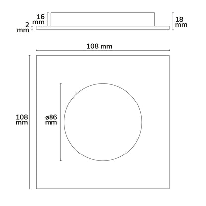 Sys-90 | Inbouwframe | afdekring verzonken vierkant | wit