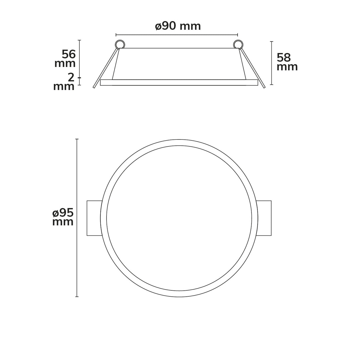 Sys-68 | Inbouwframe | verzonken verlengring rond | zwart mat