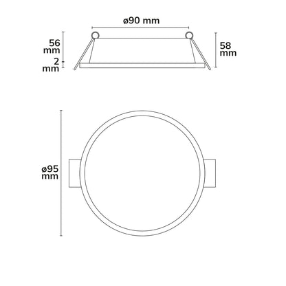 Sys-68 | Inbouwframe | verzonken verlengring rond | zwart mat