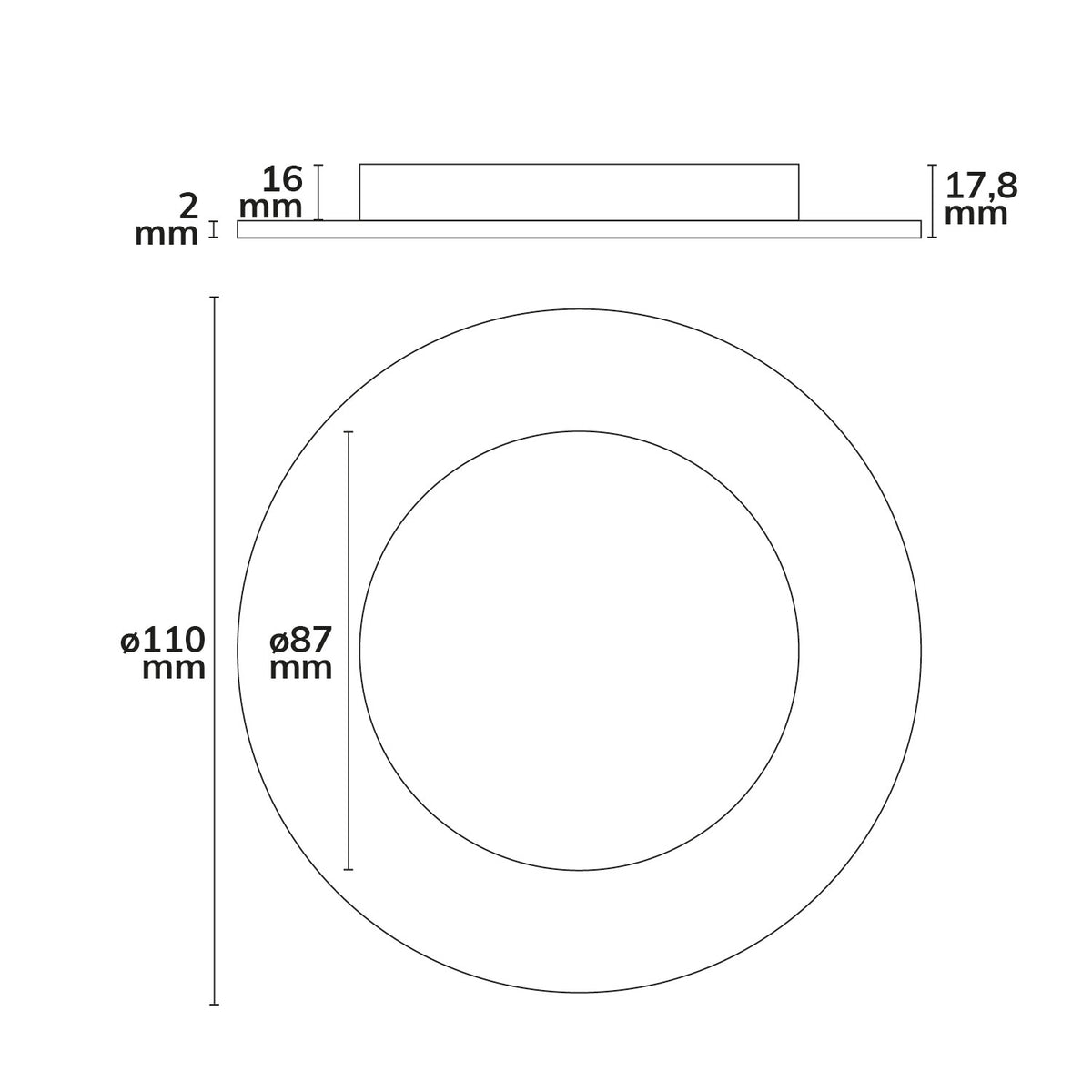 Sys-90 | Inbouwframe | afdekring rond verzonken | zwart