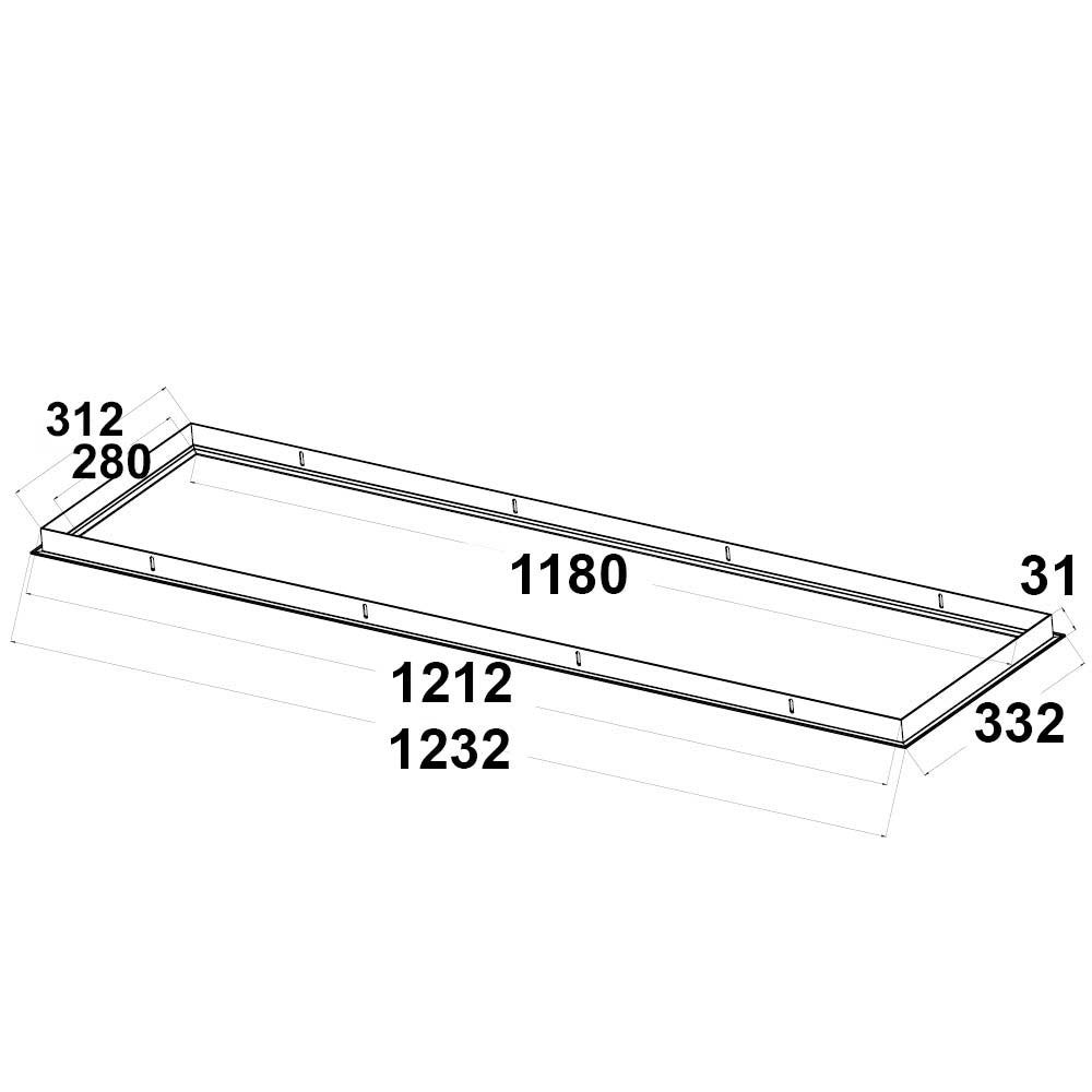 Inbouwframe | voor LED paneel 300x1200 | wit
