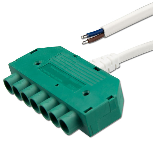 Mini-Plug | Connector | 6-voudige verdeler female | 2x0,75 | IP54 | 1m | wit-groen