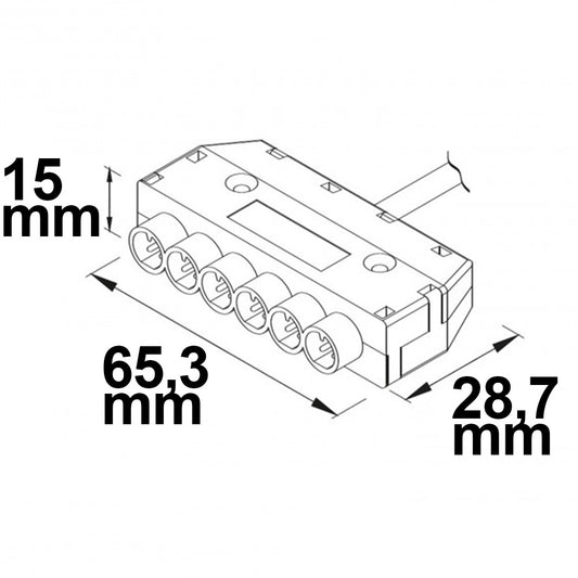 Mini-Plug | Connector | 6-voudige verdeler female | 2x0,75 | IP54 | 1m | zwart