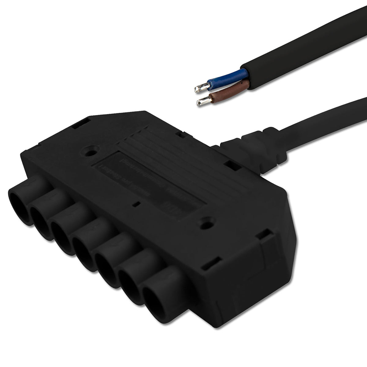 Mini-Plug | Connector | 6-voudige verdeler female | 2x0,75 | IP54 | 1m | zwart