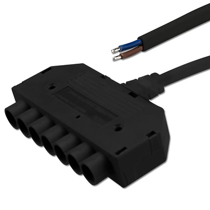 Mini-Plug | Connector | 6-voudige verdeler female | 2x0,75 | IP54 | 1m | zwart