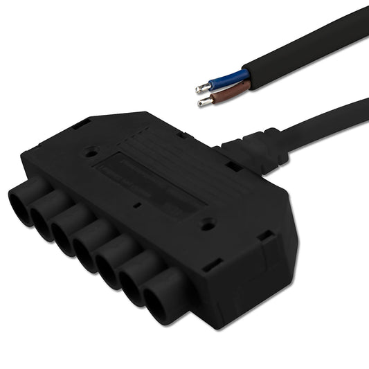 Mini-Plug | Connector | 6-voudige verdeler female | 2x0,75 | IP54 | 1m | zwart