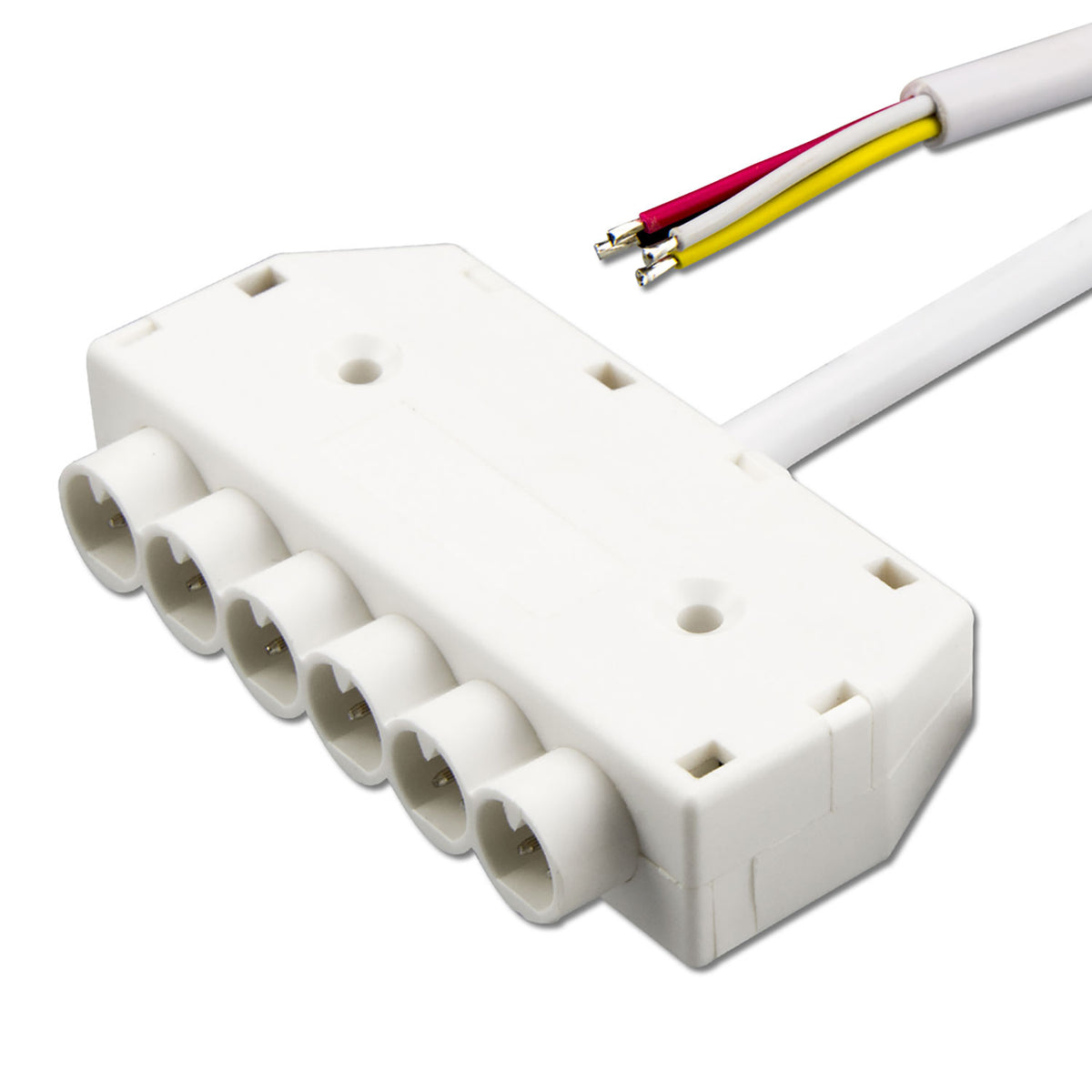 Mini-Plug RGB | Connector | 6-voudige verdeler female | 4-polig | IP54 | 1m | wit