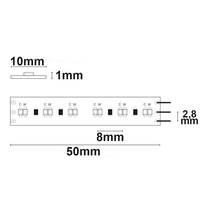 Linear10 CRI918/940 CCT | LED-strip | 5m | 1800K-4000K | 10W+10W | 240 LED/m | 24V | IP20