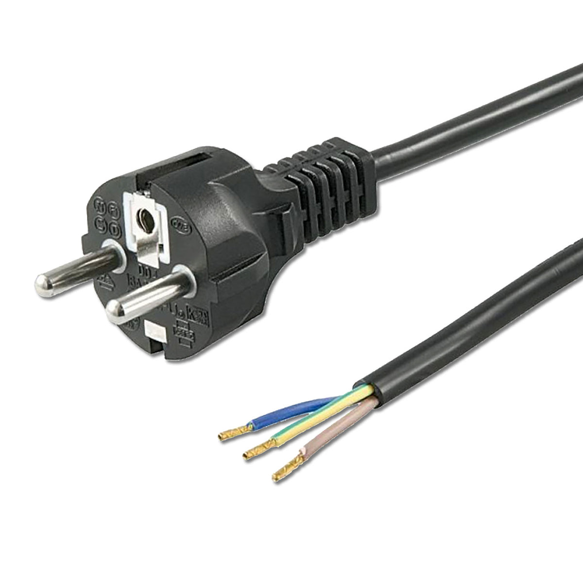 Kabel | randaardestekker zwart | losse kabeleinden | 1,5m
