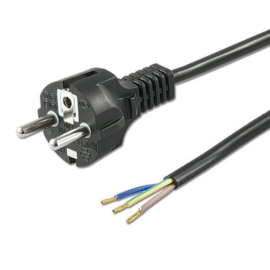 Kabel | randaardestekker zwart | losse kabeleinden | 1,5m