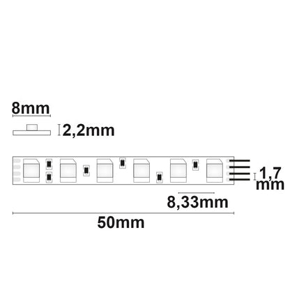 RGB MICRO | LED-strip | 8mm | 5m | 12W/m | 24V | IP20