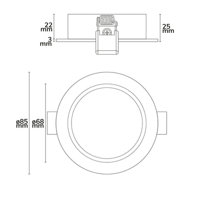 Inbouwframe | rond | gatmaat 68mm | aluminium wit | voor GU10/MR16