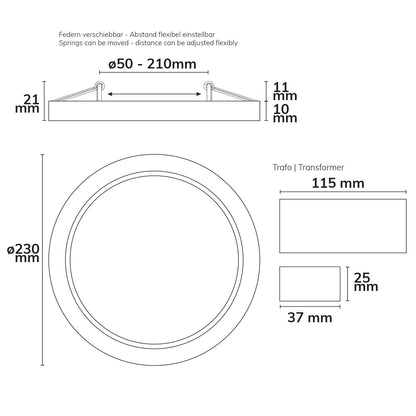 Flex | Downlight | prismatisch | zaagmaat 50-210mm | 23W | 120°