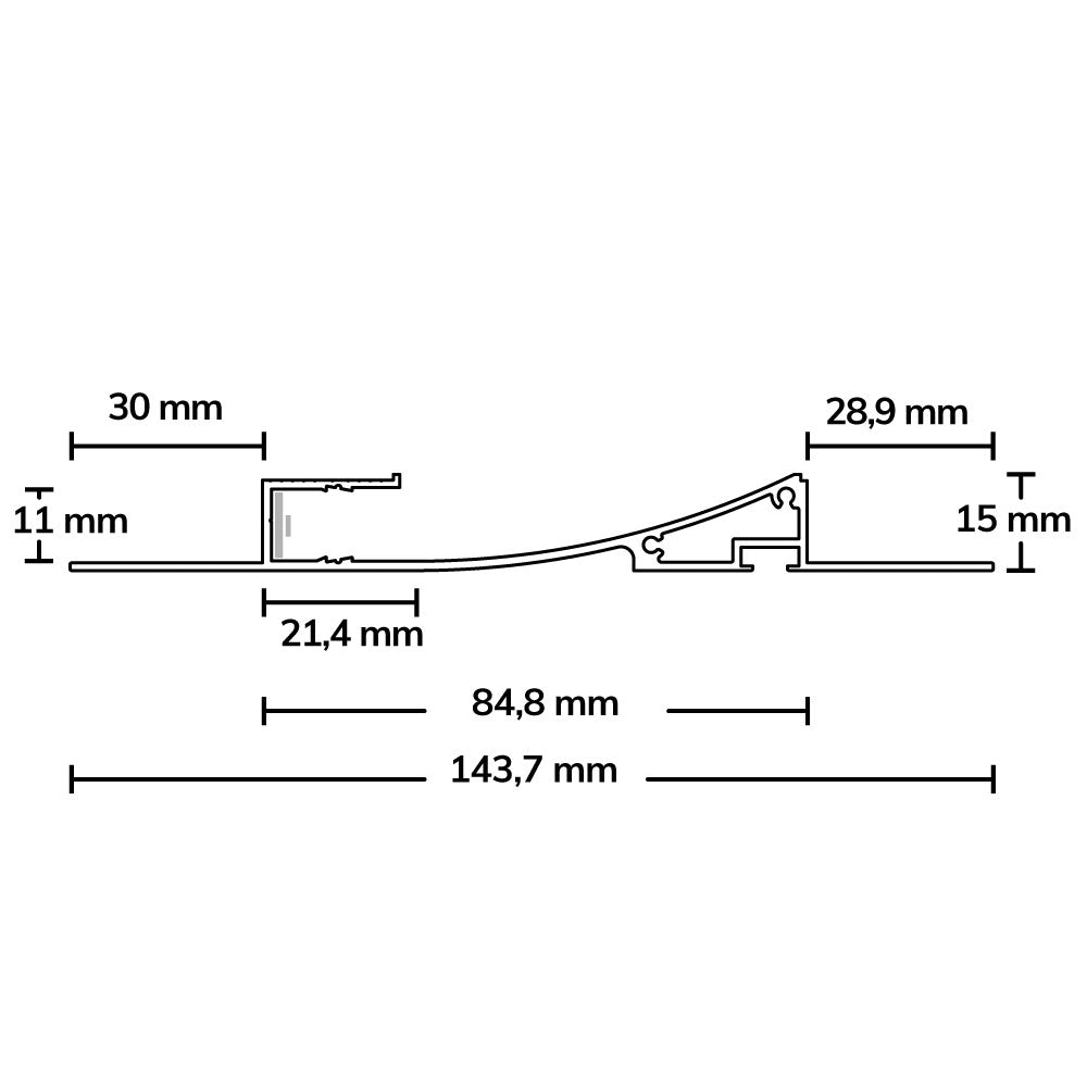 Single Curve | Aluminium profiel | gipsplaat | zilver | 200cm