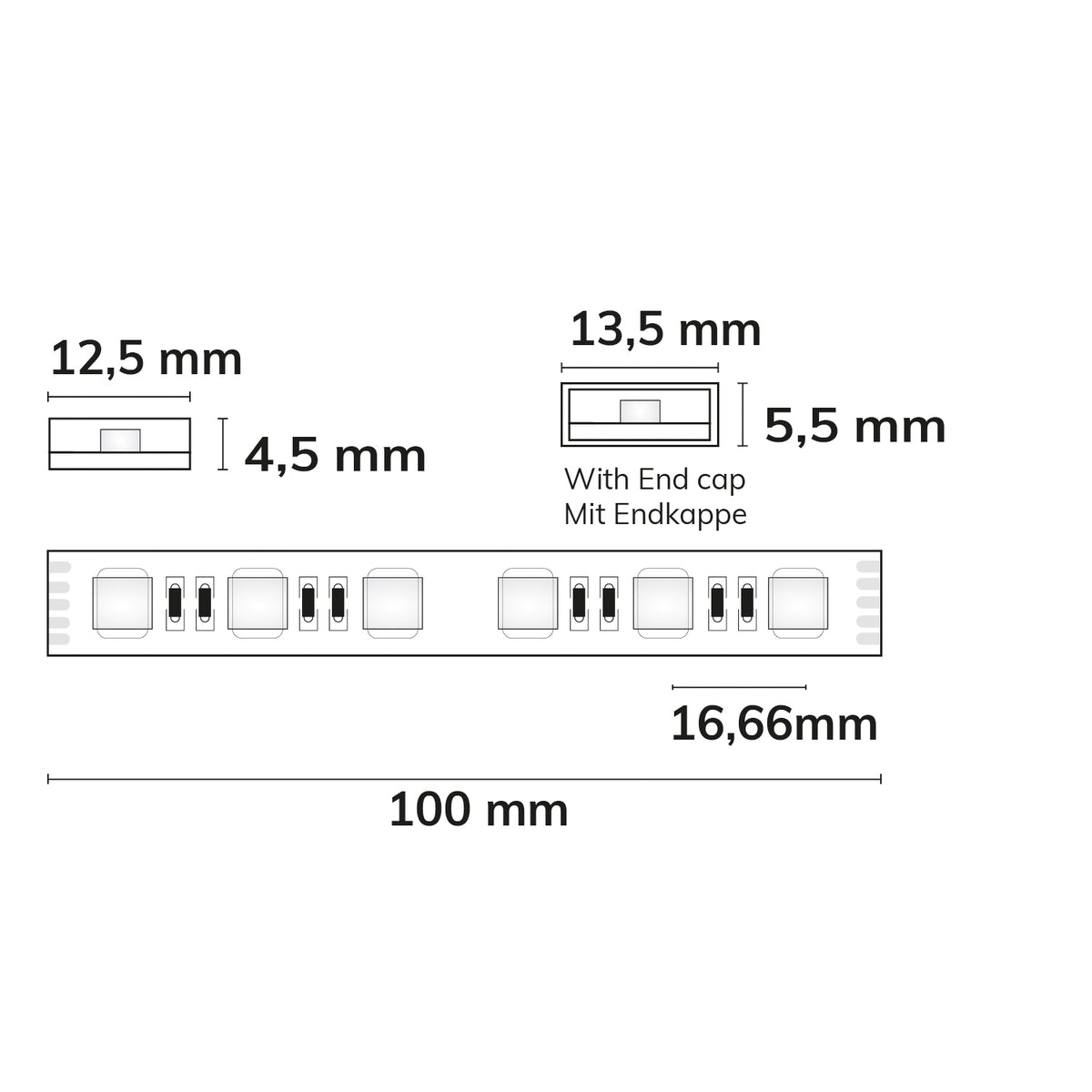 AQUA RGB+WW | LED-strip | 4in1 | 5m | 19W/m | 60 LED/m | 24V | IP68