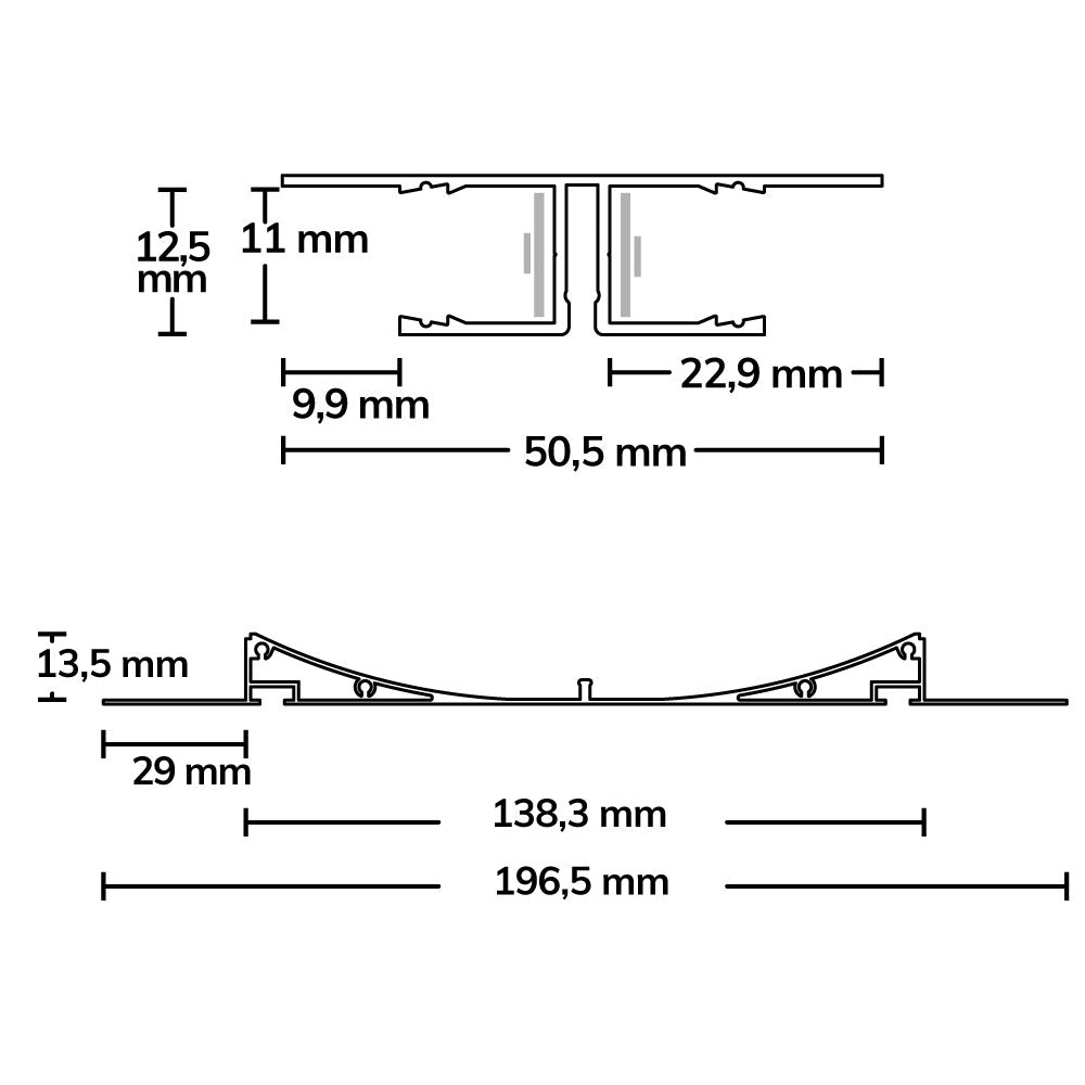 Double Curve | Aluminium profiel | gipsplaat | 200cm