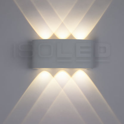 Buitenwandlamp | up&down | 6x1W CREE | IP54 | zandwit | warm wit