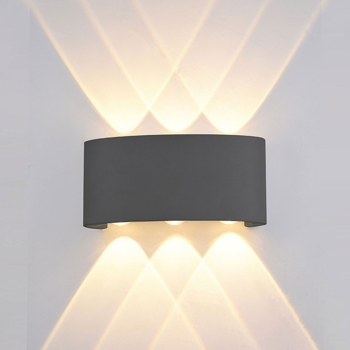 Buitenwandlamp | up&down | 6x1W CREE | IP54 | zandzwart | warm wit