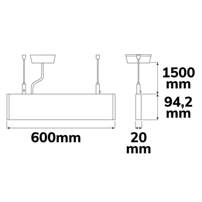 Linear Up&Down 600 | Hanglamp | prismatisch | doorkoppelbaar | 3000K | 25W