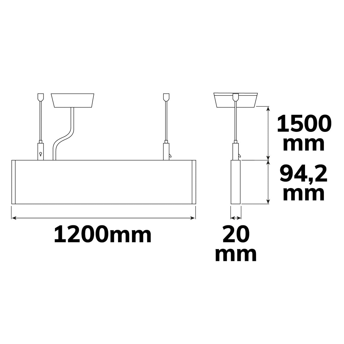 Linear Up&Down 1200 | Hanglamp | prismatisch | doorkoppelbaar | 3000K | 40W