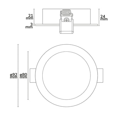 Inbouwframe | rond | 80mm | geborsteld aluminium + zwart-goud | GU10/MR16