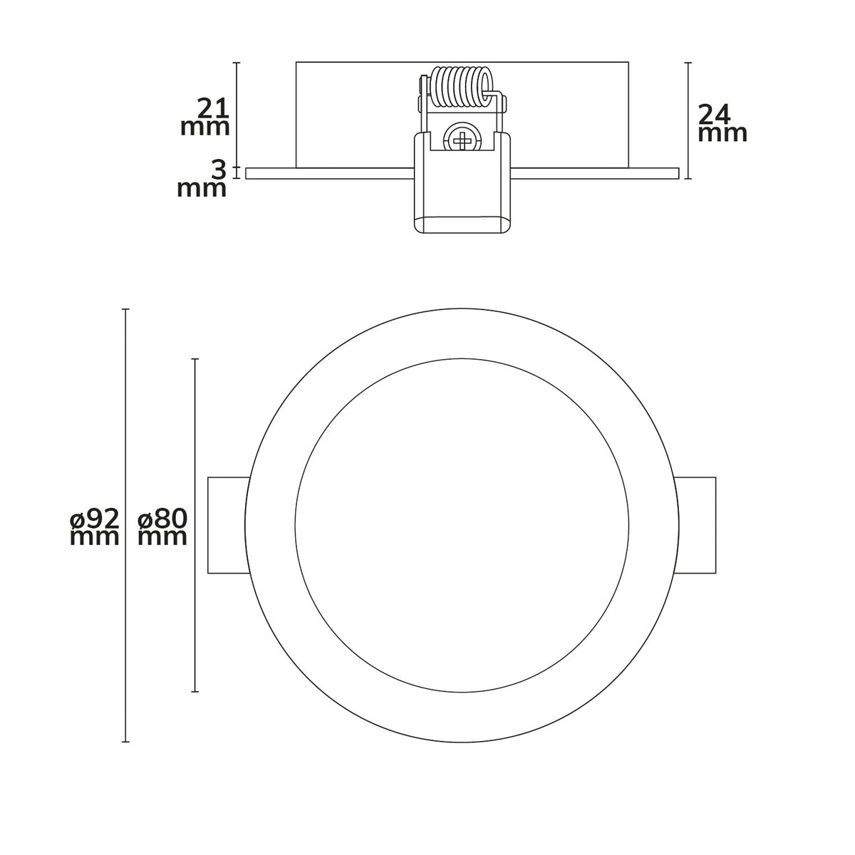 Inbouwframe | rond | 80mm | geheel geborsteld aluminium | GU10/MR16