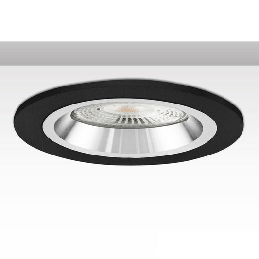 Inbouwframe | rond | gatmaat 80mm | zwart en wit-zilver | voor GU10/MR16