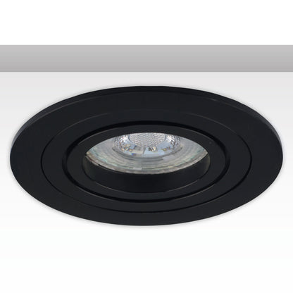 Inbouwframe | rond | gatmaat 80mm | zwart en zwart | voor GU10/MR16
