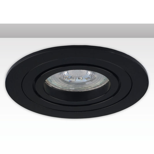 Inbouwframe | rond | gatmaat 80mm | zwart en zwart | voor GU10/MR16