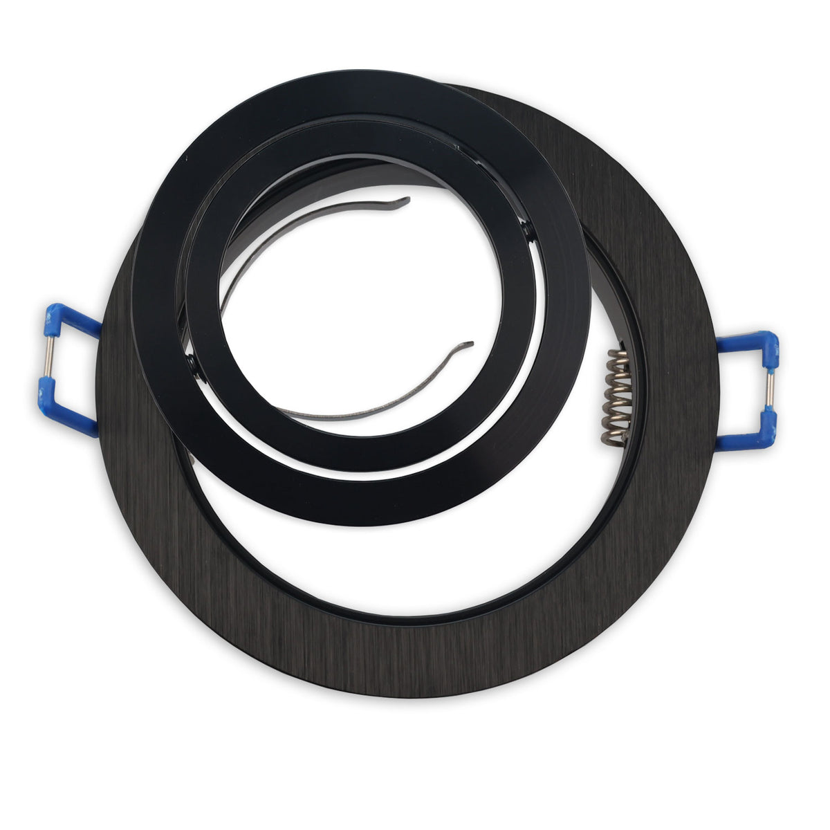 Inbouwframe | rond | gatmaat 80mm | zwart en zwart | voor GU10/MR16
